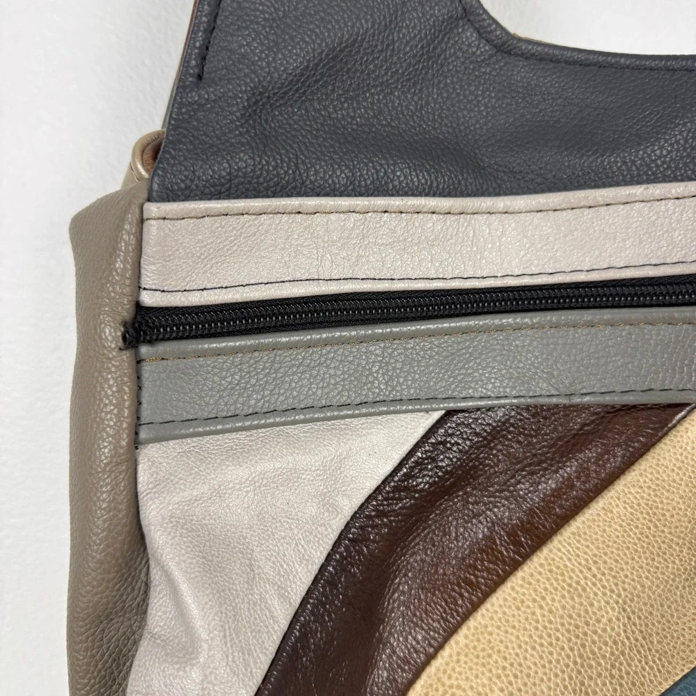 Genuine‎ Leather Patchwork Hobo Bag Shoulder Bag Made in Mexico Y2K Purse